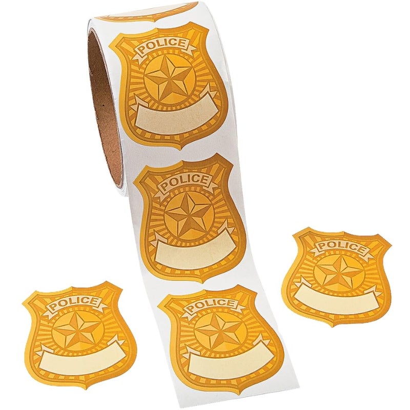 Fun Express Police Badge Nametag Stickers for Birthday - Image 1